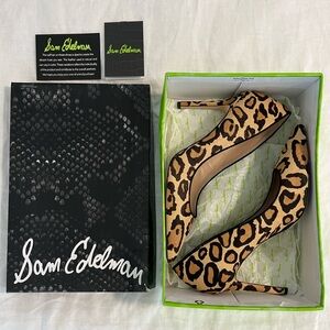 Sam Edelman Tan and Black Leopard Print Calf Hair Pump Size 9
